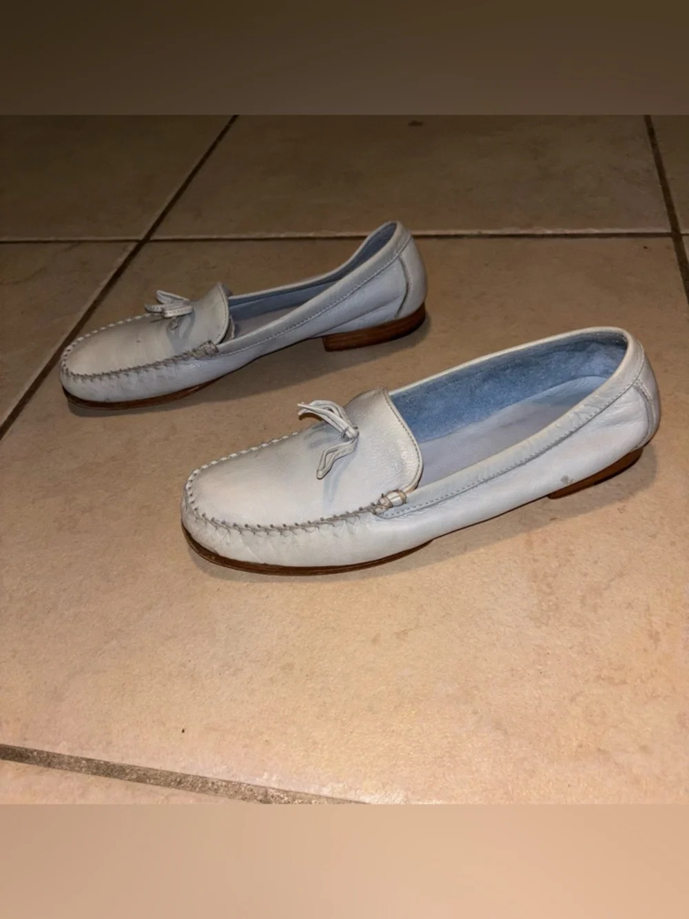 Coach Ruby Light Baby Blue Leather Driving Moccasin Loafers Made in Italy - Picture 6 of 10